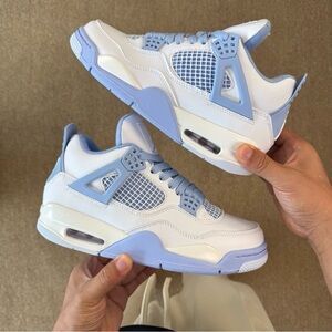Air Jordan 4 Retro White and Blue Sneakers